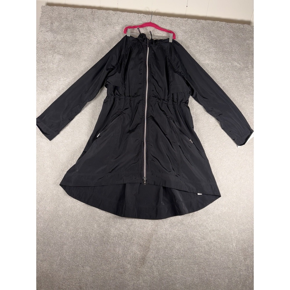 Athleta Jacket Womens S Black Drip Drop Hooded Full Zip Drawstring Rain Coat - Picture 5 of 12